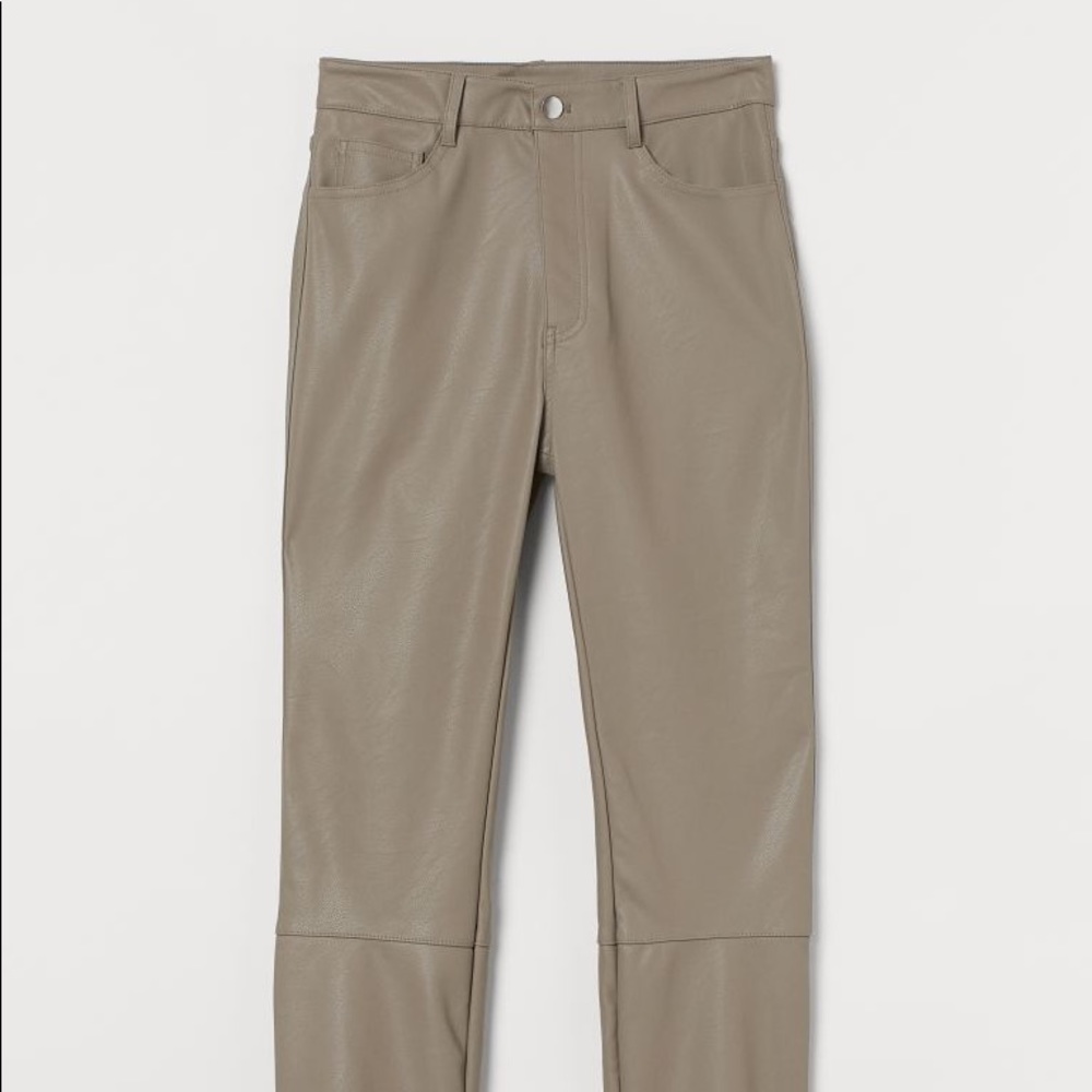 H&M Taupe Faux Leather Trousers - Size 10